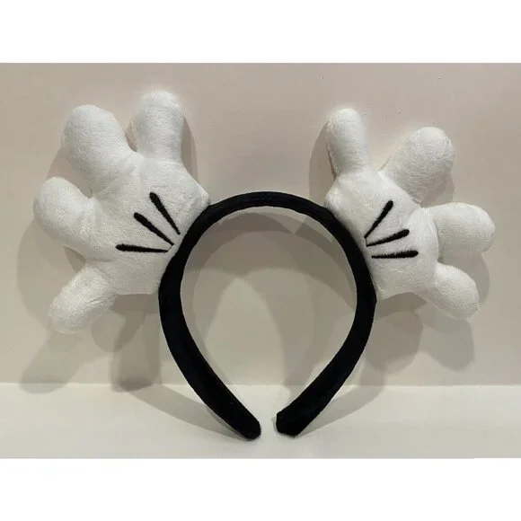 DISNEY MICKEY MOUSE Plush WHITE GLOVES Hands MOUSE EARS Headband Hairband NEW! - Picture 1 of 3